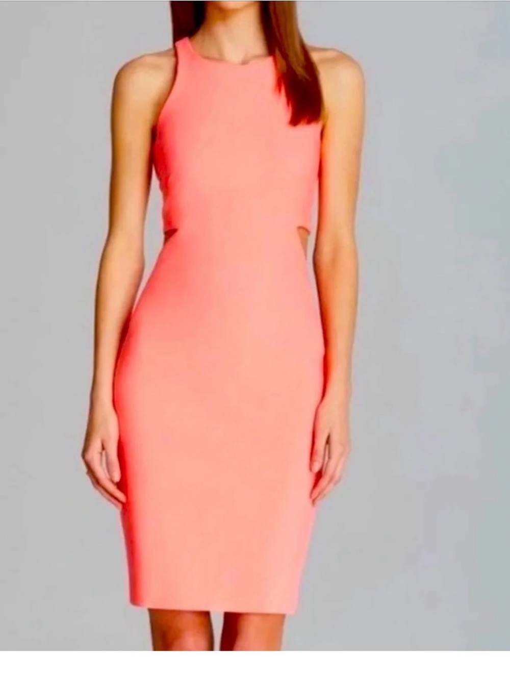 Elizabeth and James Coral Cutout Bodycon Midi Dress